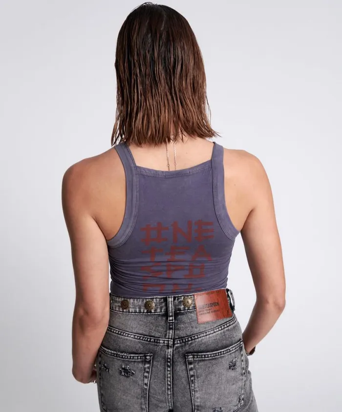 One Teaspoon Tees and Tanks Women Bamboo Logo Longline Rally Tank