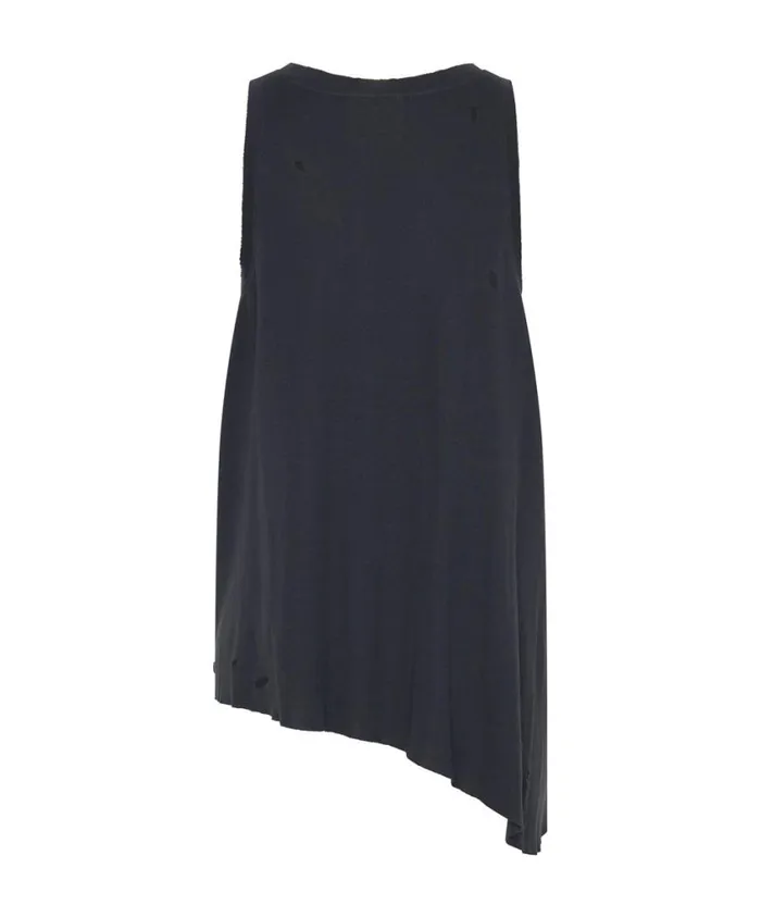One Teaspoon Tees and Tanks Women Black Stone Ribbed Distressed Daddio Singlet