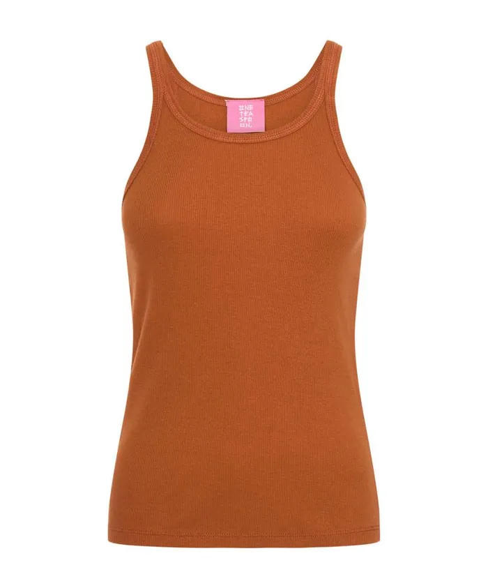 One Teaspoon Tees and Tanks Women Burnt Orange Ribbed Tank Top