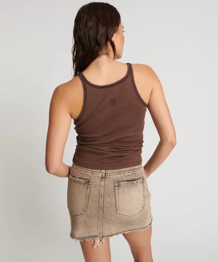 One Teaspoon Tees and Tanks Women Cocoa Ribbed Tank Top