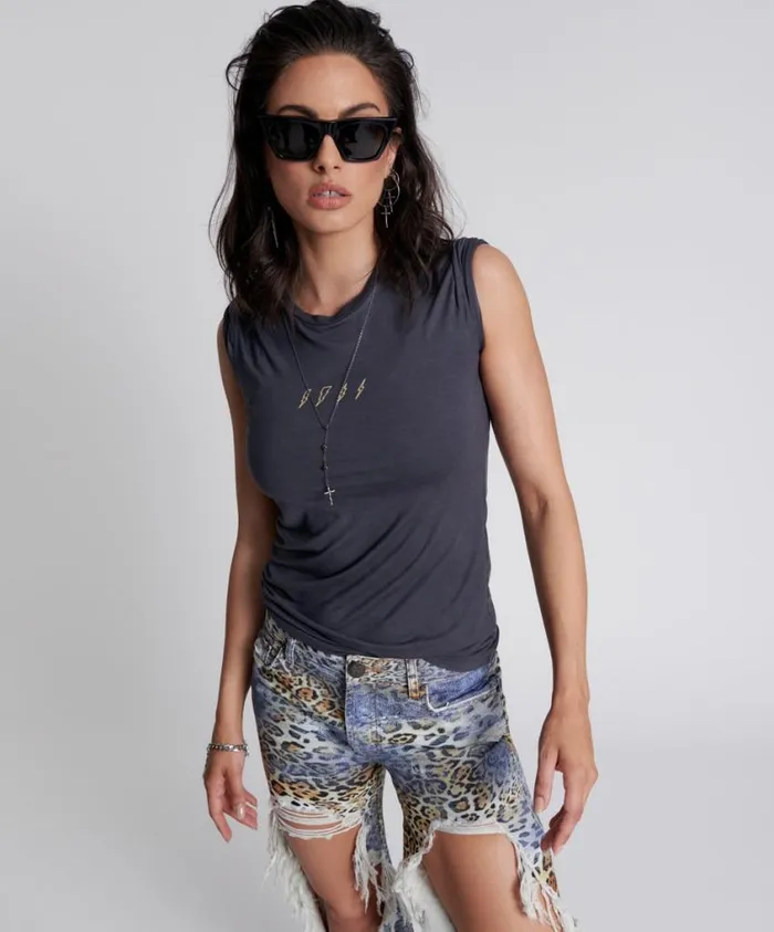 One Teaspoon Tees and Tanks Women Lightning Bolt Fitted Tee