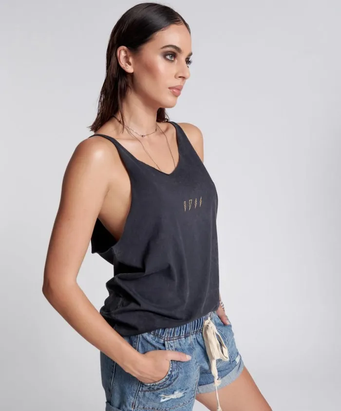 One Teaspoon Tees and Tanks Women Lightning Bolt Organic Barely There Tank