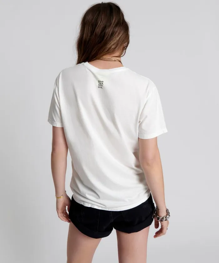 One Teaspoon Tees and Tanks Women One Teaspoon Crew Neck Logo Tee White USA