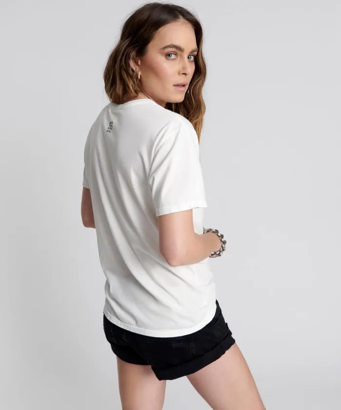 One Teaspoon Tees and Tanks Women One Teaspoon Crew Neck Logo Tee White USA