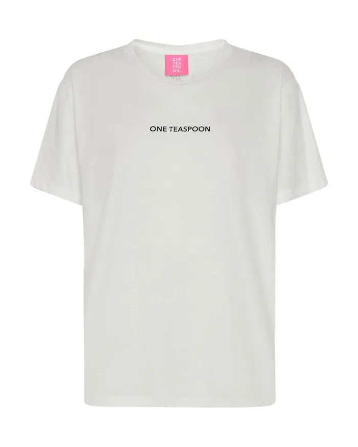 One Teaspoon Tees and Tanks Women One Teaspoon Crew Neck Logo Tee White USA