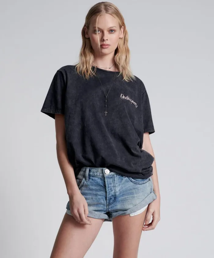 One Teaspoon Tees and Tanks Women One Teaspoon Embroidered Unisex Logo Tee