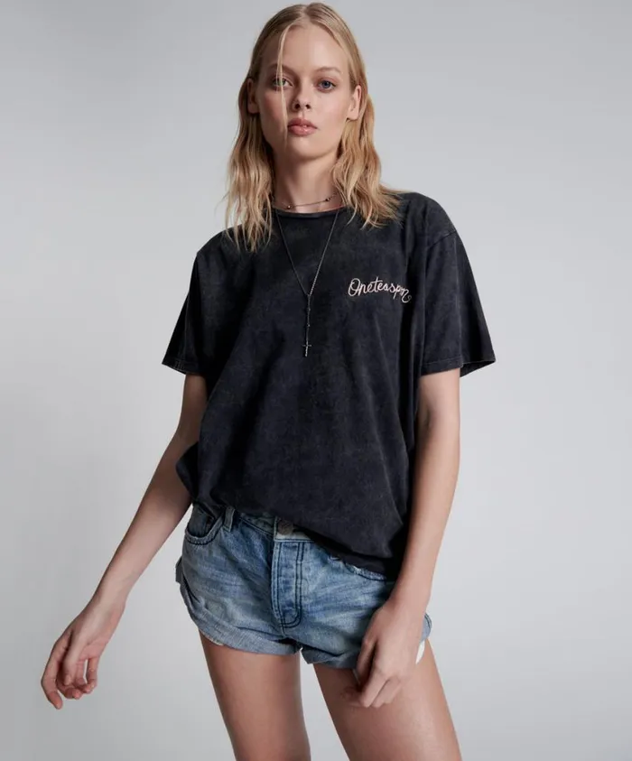 One Teaspoon Tees and Tanks Women One Teaspoon Embroidered Unisex Logo Tee