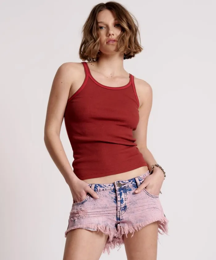 One Teaspoon Tees and Tanks Women One Teaspoon Rib Singlet Red USA