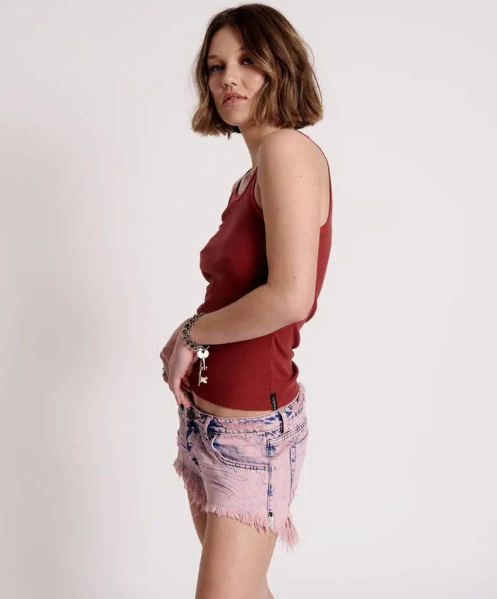 One Teaspoon Tees and Tanks Women One Teaspoon Rib Singlet Red USA
