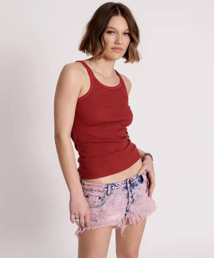 One Teaspoon Tees and Tanks Women One Teaspoon Rib Singlet Red USA