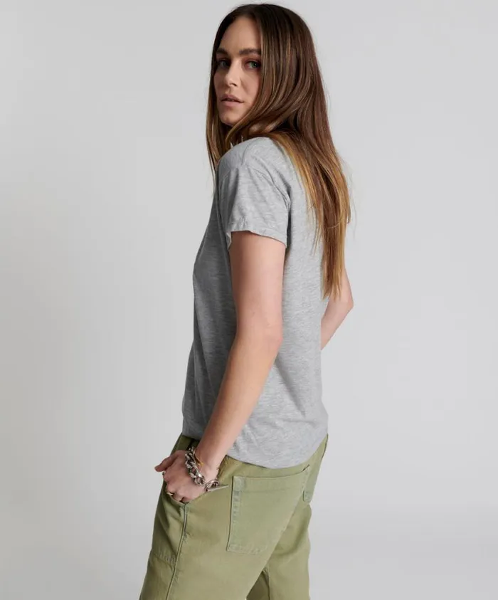 One Teaspoon Tees and Tanks Women One Teaspoon Scoop Neck Basic Tee Grey USA