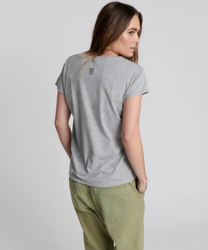 One Teaspoon Tees and Tanks Women One Teaspoon Scoop Neck Basic Tee Grey USA