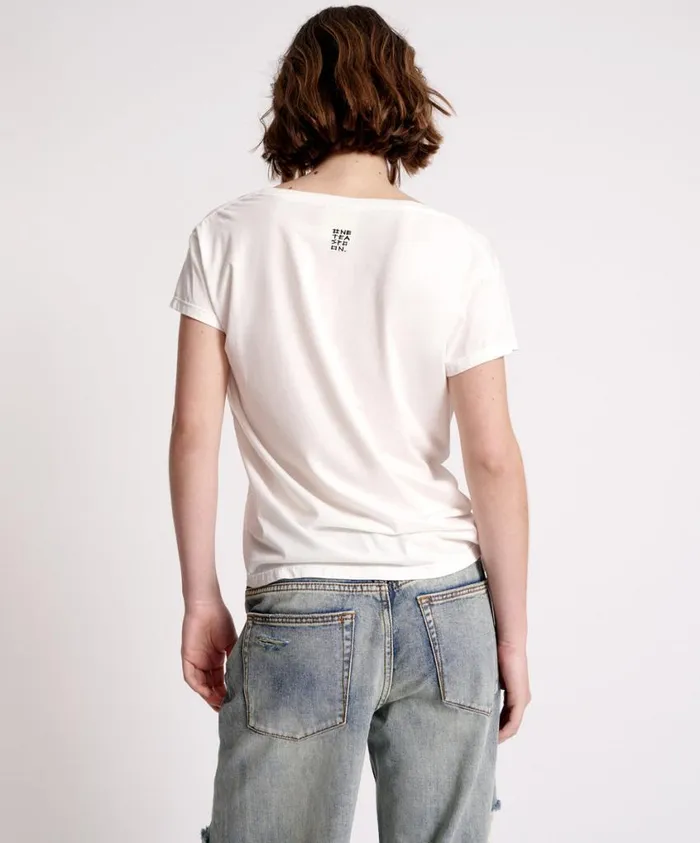 One Teaspoon Tees and Tanks Women One Teaspoon Scoop Neck Basic Tee White USA