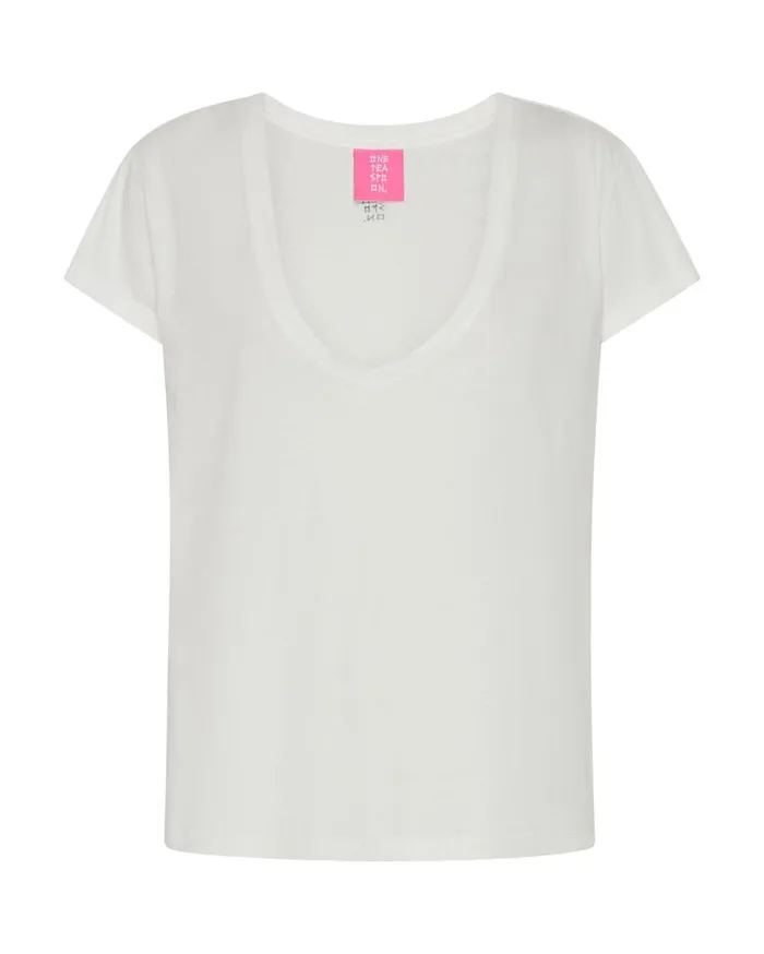 One Teaspoon Tees and Tanks Women One Teaspoon Scoop Neck Basic Tee White USA
