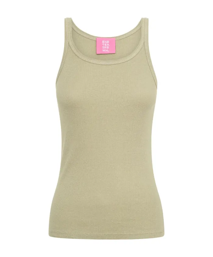 One Teaspoon Tees and Tanks Women Sage Green Bamboo Logo Singlet