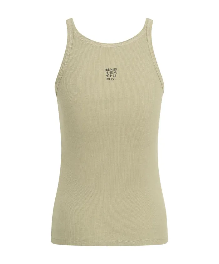 One Teaspoon Tees and Tanks Women Sage Green Bamboo Logo Singlet