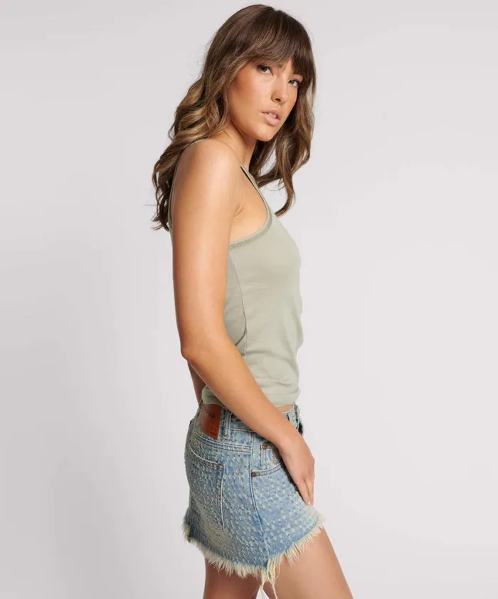 One Teaspoon Tees and Tanks Women Sage One Teaspoon Fine Rib Singlet