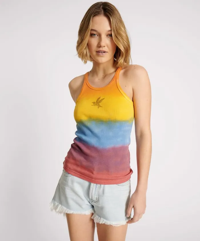 One Teaspoon Tees and Tanks Women Sunset Stripe Rib Singlet