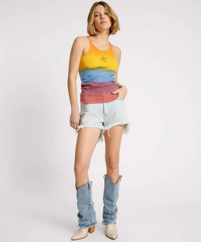 One Teaspoon Tees and Tanks Women Sunset Stripe Rib Singlet
