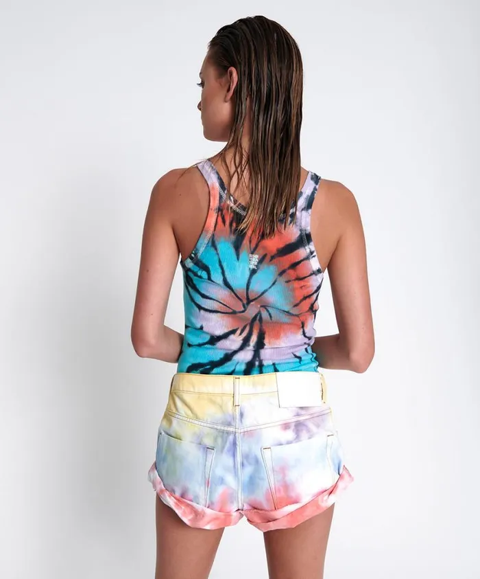 One Teaspoon Tees and Tanks Women Tie Dye Swirl Bower Bird Singlet