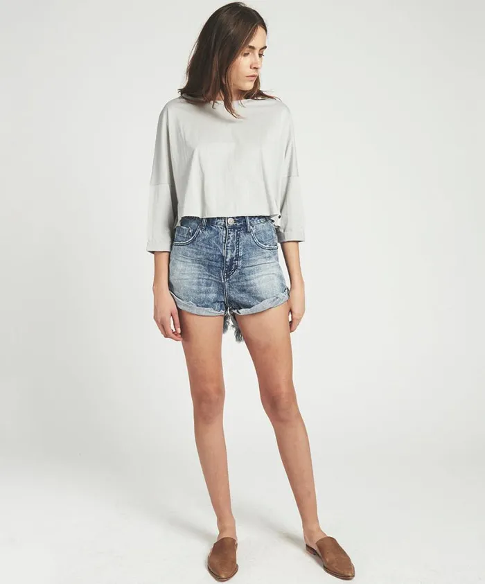 One Teaspoon Tees and Tanks Women Vision Supima 34 Sleeve Tee OneTeaspoon