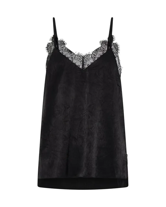 One Teaspoon Tops Women Black Lace Cami Top