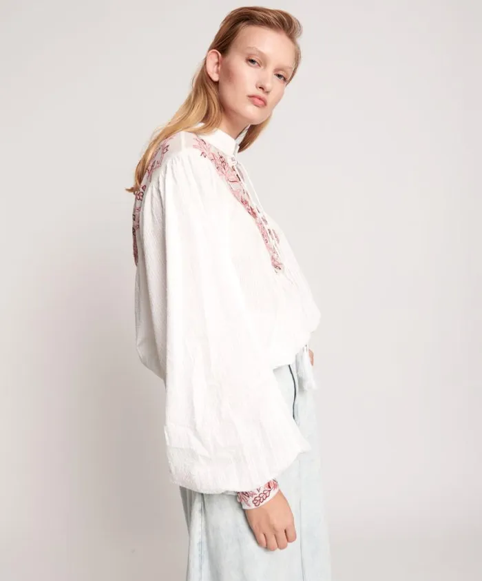 One Teaspoon Tops Women Desert Floral Embroidered Gypsy Top