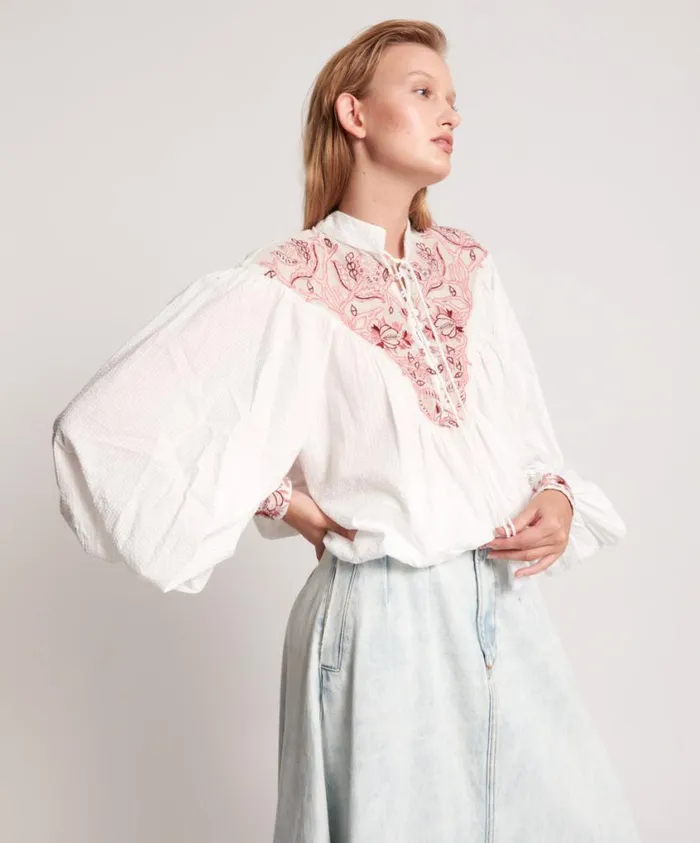 One Teaspoon Tops Women Desert Floral Embroidered Gypsy Top