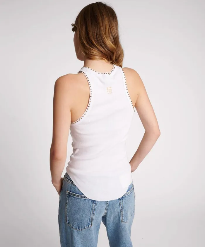 One Teaspoon Tops Women Hand Beaded Ramone Rib Tank
