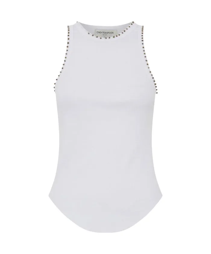 One Teaspoon Tops Women Hand Beaded Ramone Rib Tank