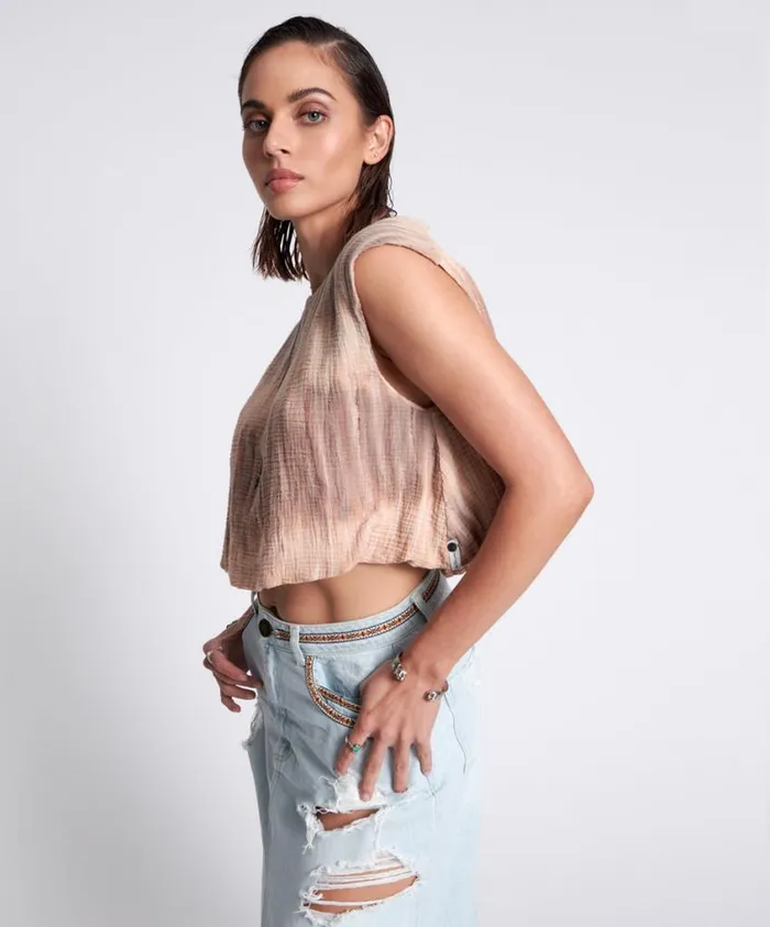 One Teaspoon Tops Women Hand Dyed Backless Bubble Top