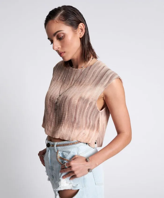 One Teaspoon Tops Women Hand Dyed Backless Bubble Top