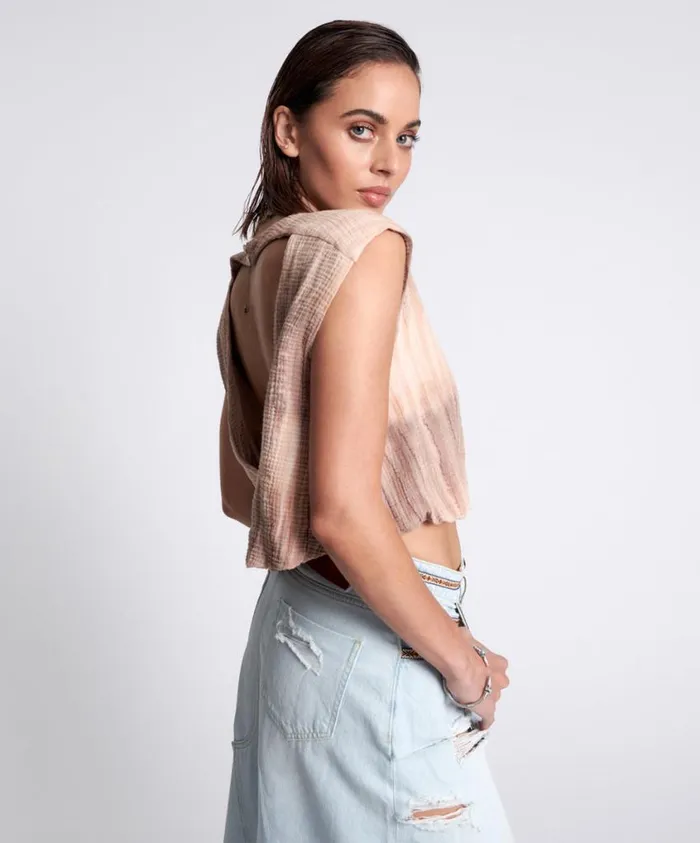 One Teaspoon Tops Women Hand Dyed Backless Bubble Top
