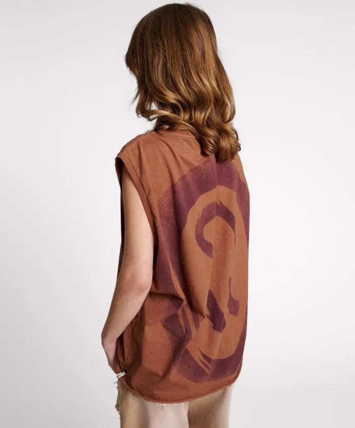 One Teaspoon Tops Women Hand Sprayed Smiley Oversized Tank