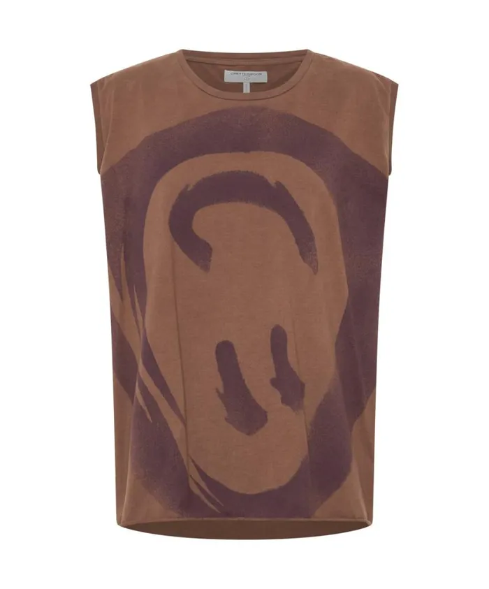 One Teaspoon Tops Women Hand Sprayed Smiley Oversized Tank