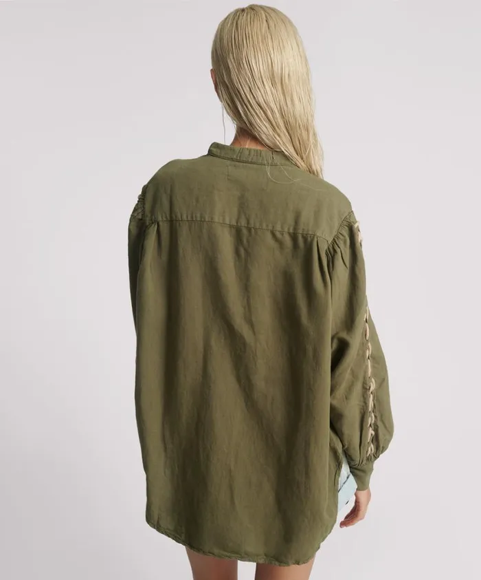 One Teaspoon Tops Women Johnny Linen Lace Up Shirt