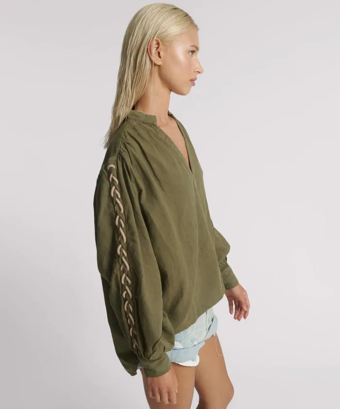 One Teaspoon Tops Women Johnny Linen Lace Up Shirt