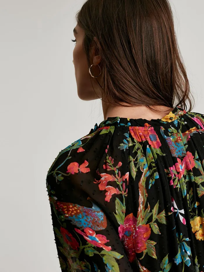 Online Joules Black Brooke Tiered Long Sleeve Frill Dress Women Dresses