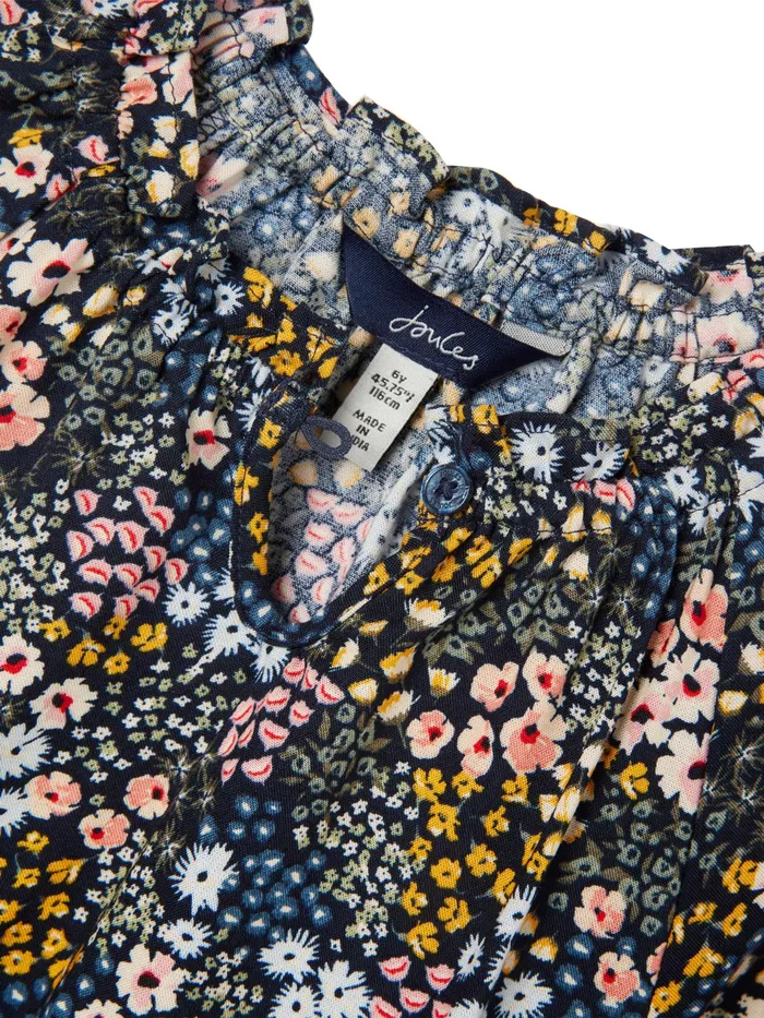 Online Joules Blue Tilly Notch Neck Tiered Woven Top 212 Years Girls Tops and Tshirts