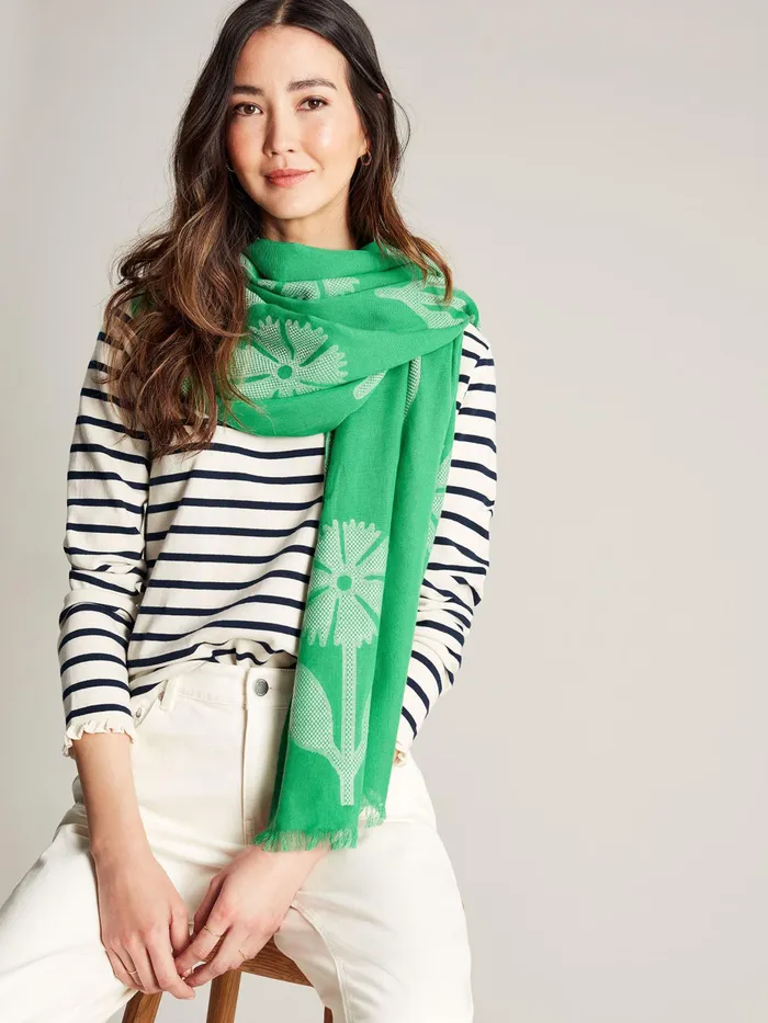 Online Joules Green Harpford Jacqard Woodblock Summer Scarf Women Scarves