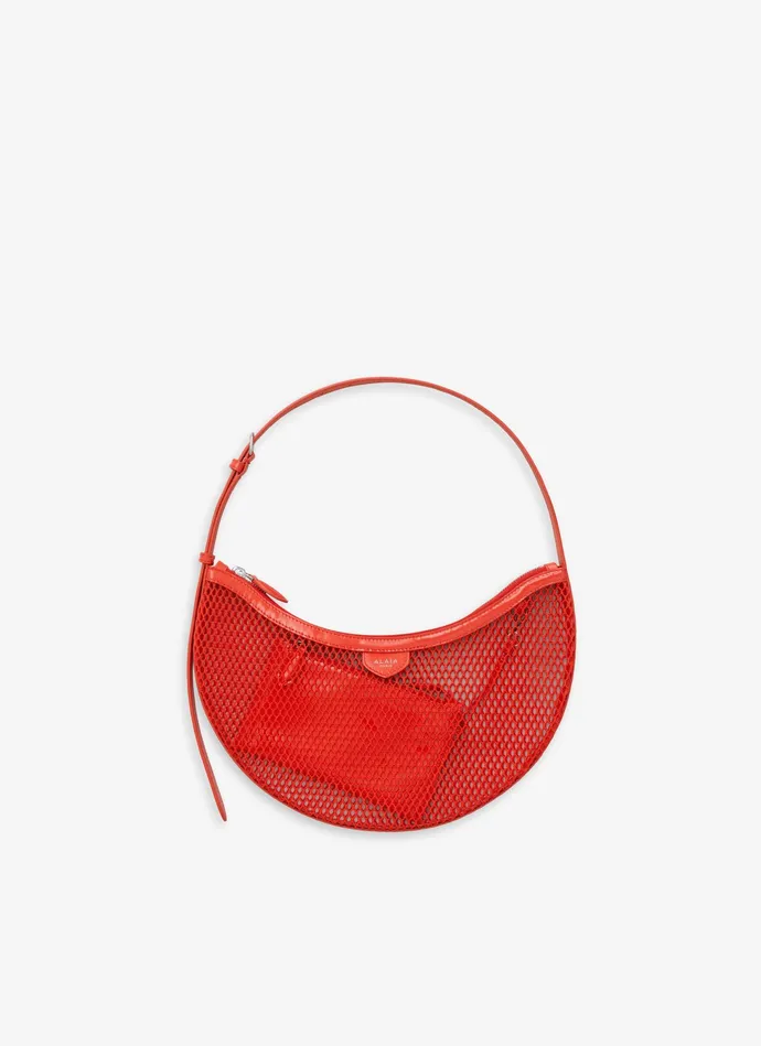 Orange ONE PIECE DEMI LUNE BAG IN FISHNET Women Alaa Mini Bags