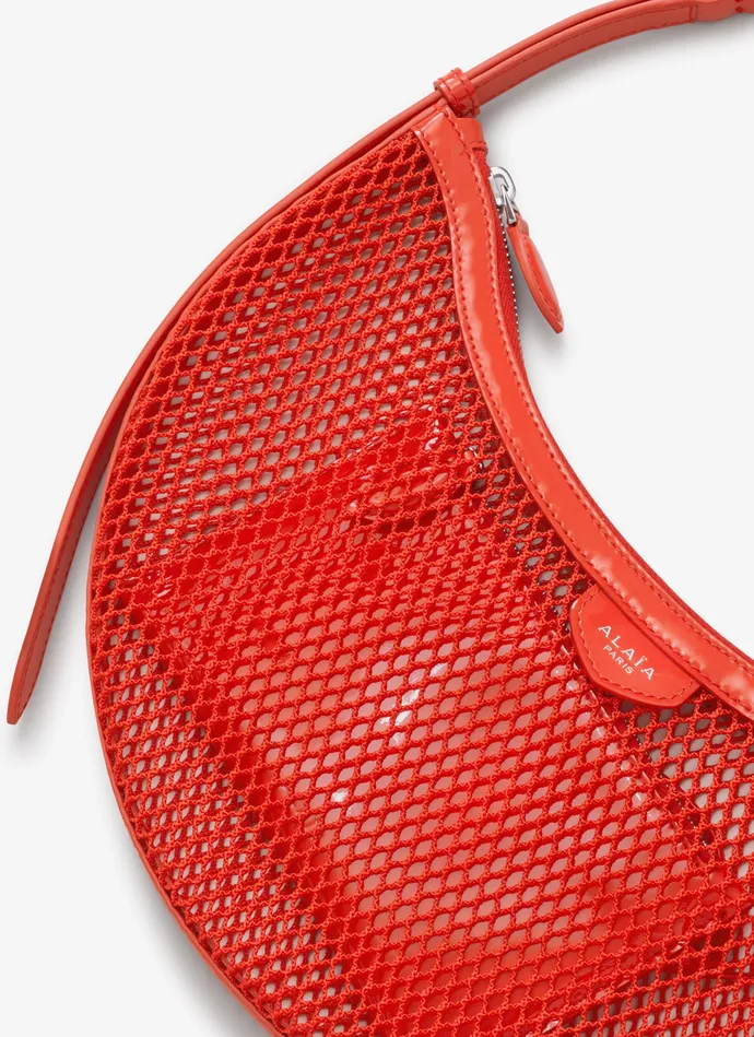 Orange ONE PIECE DEMI LUNE BAG IN FISHNET Women Alaa Mini Bags