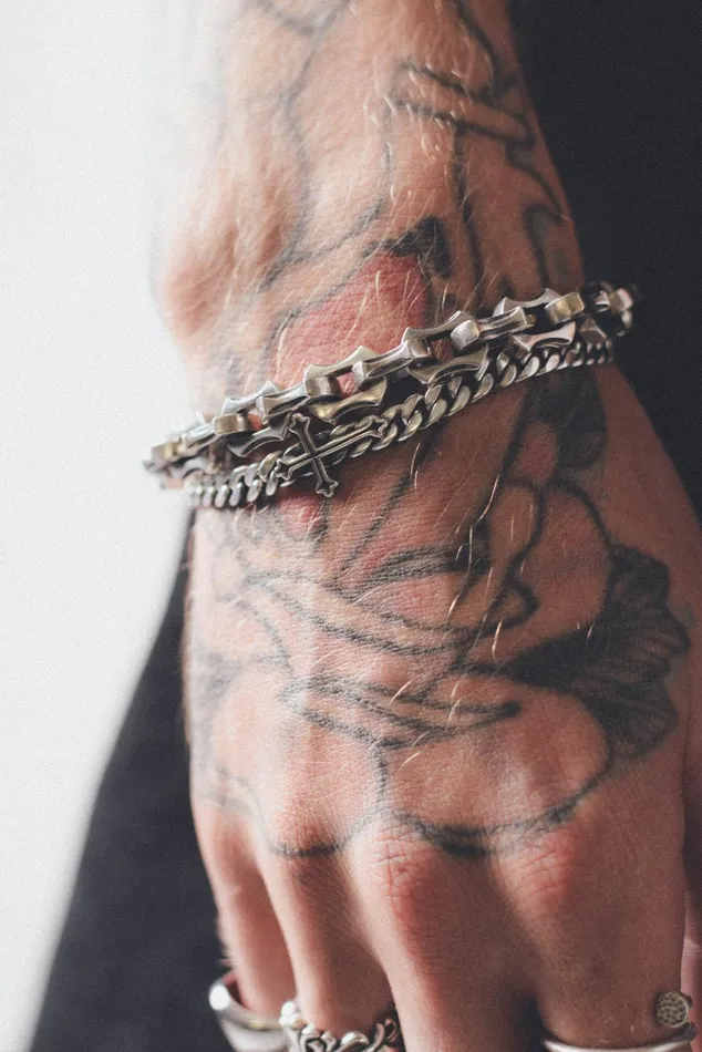 OTHER 0925 MENWOMEN 925 Goth Link Bracelet Silver
