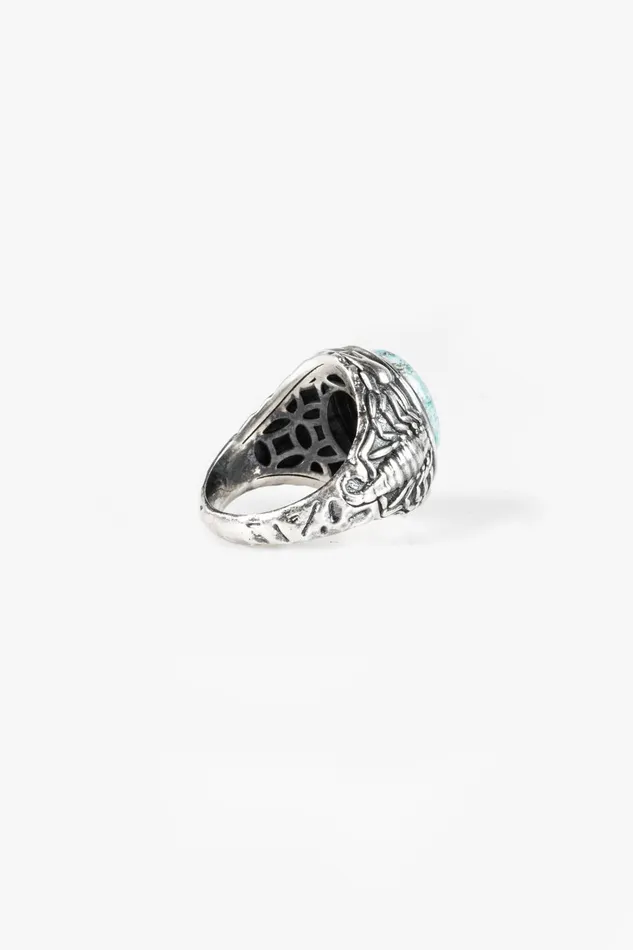 OTHER 0925 MENWOMEN 925 Scorpion Stone Ring Turquoise
