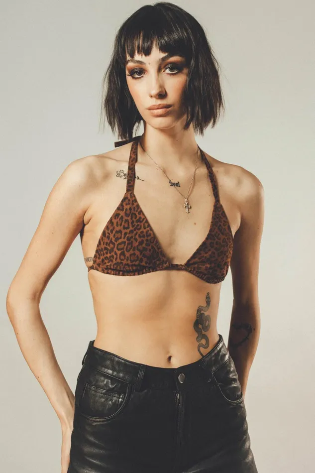 OTHER BRAS and TOPS WOMEN Suede Bra Leopard Suede