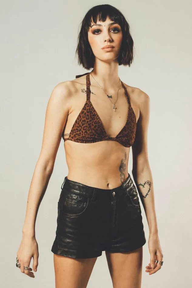 OTHER BRAS and TOPS WOMEN Suede Bra Leopard Suede