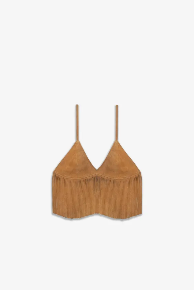 OTHER BRAS and TOPS WOMEN Tan Suede Fringe Bra