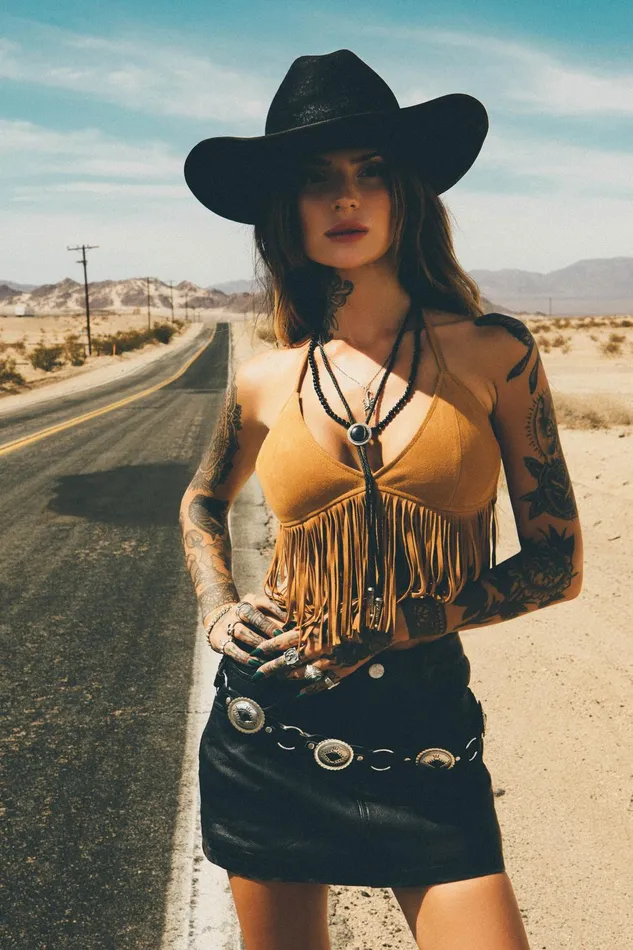 OTHER BRAS and TOPS WOMEN Tan Suede Fringe Bra OTHER BRAS and TOPS WOMEN Tan Suede Fringe Bra