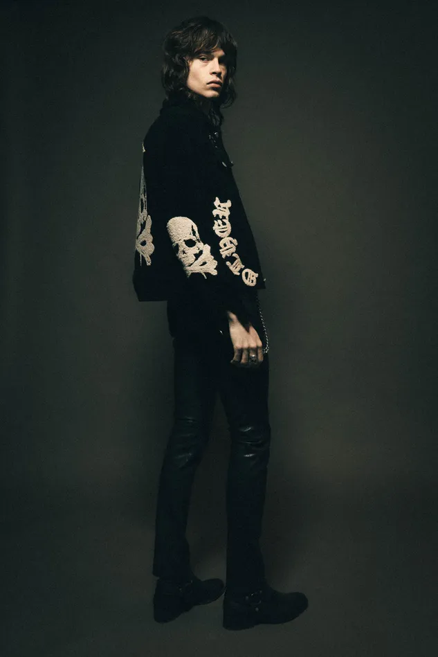 OTHER COATS and JACKETS MEN The Skull and Crossbones Patched Cord Trucker Jacket Black