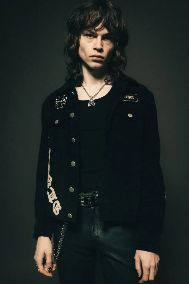 OTHER COATS and JACKETS MEN The Skull and Crossbones Patched Cord Trucker Jacket Black